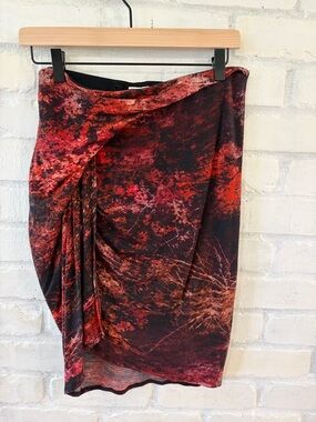 Helmut Lang Red & Black Draped Pencil Skirt
(B3)